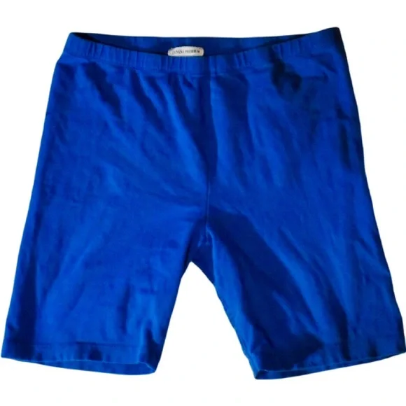 Ladies high waisted large blue long spandex Zenana premium running shorts comfy - Picture 3 of 12
